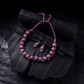 Handmade Fabart Beads Gs Ghungroo Necklace with Earrings Set 34