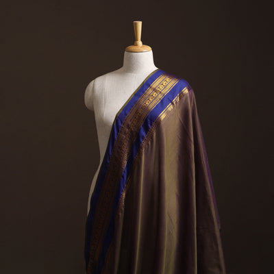 Brown - Dharwad Cotton Fabric with Border 07