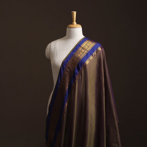 Brown - Dharwad Cotton Fabric with Border 07