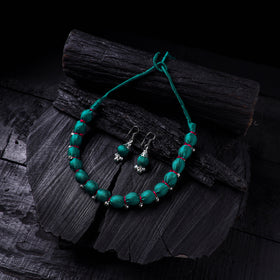 Handmade Fabart Beads Gs Ghungroo Necklace with Earrings Set 35