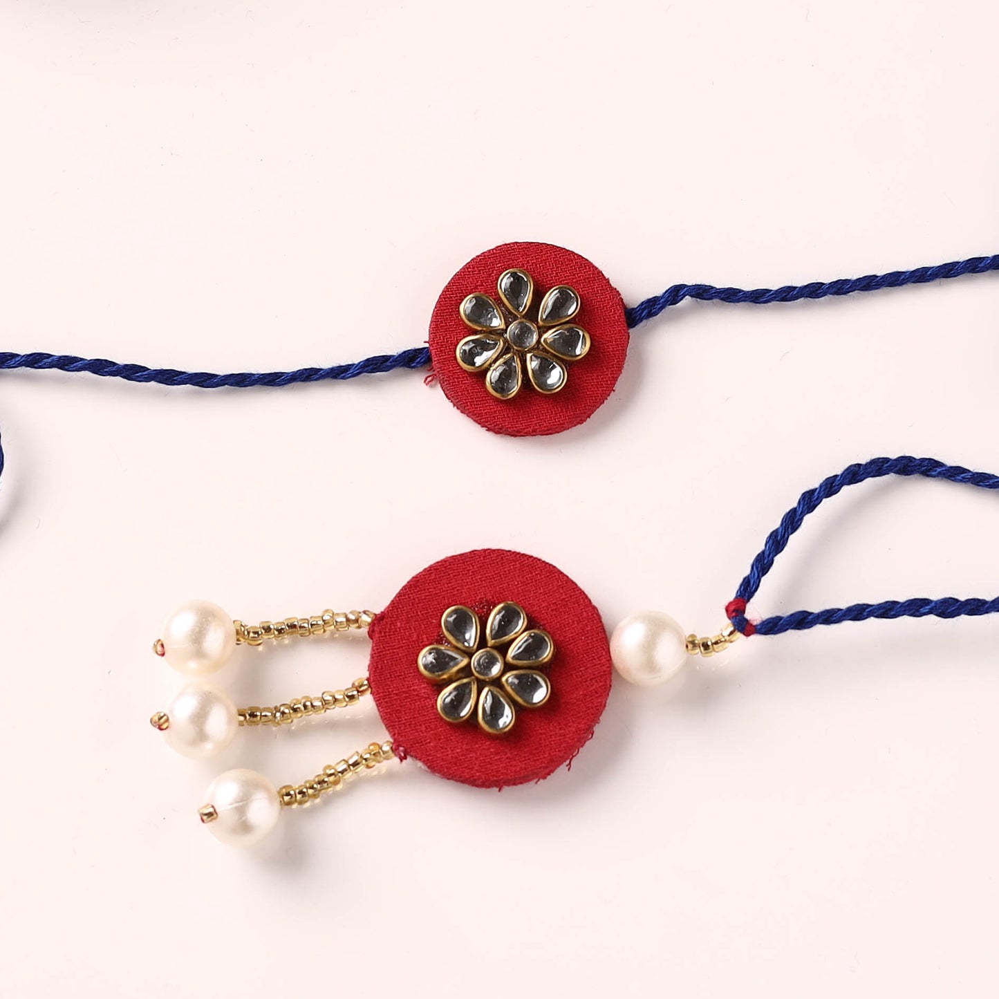 Handmade Kundan & Bead Work Fabart Rakhi with Lumba Set 79