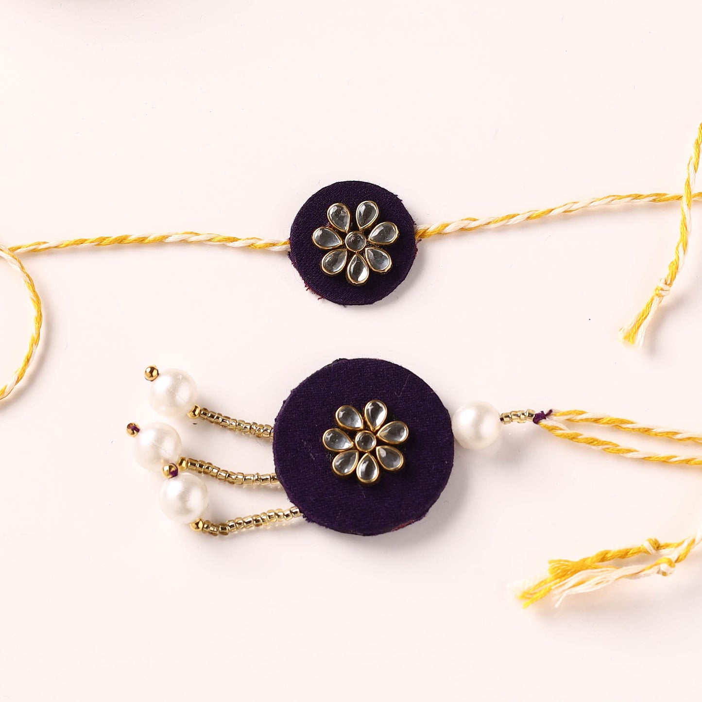 Handmade Kundan & Bead Work Fabart Rakhi with Lumba Set 80