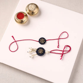Handmade Kundan & Bead Work Fabart Rakhi with Lumba Set 82