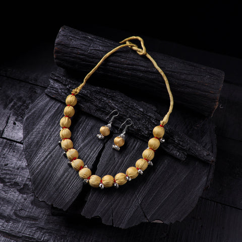 Handmade Fabart Beads Gs Ghungroo Necklace with Earrings Set 37