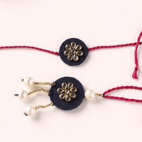 Handmade Kundan & Bead Work Fabart Rakhi with Lumba Set 82
