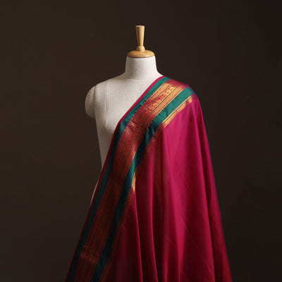 Pink - Dharwad Cotton Fabric with Border 02