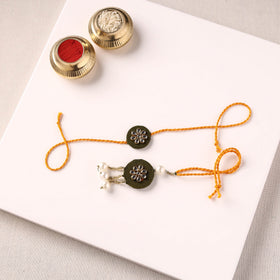 Handmade Kundan & Bead Work Fabart Rakhi with Lumba Set 84