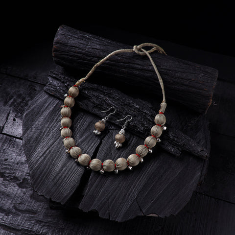 Handmade Fabart Beads Gs Ghungroo Necklace with Earrings Set 39