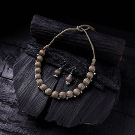 Handmade Fabart Beads Gs Ghungroo Necklace with Earrings Set 39