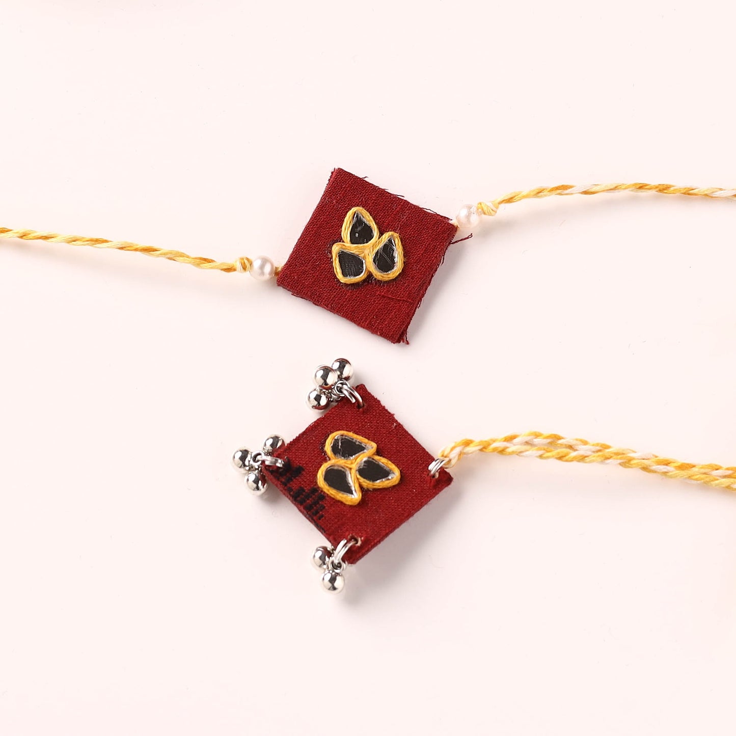 Handmade Thread & Mirror Work Fabart Rakhi with Lumba Set 85