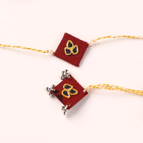 Handmade Thread & Mirror Work Fabart Rakhi with Lumba Set 85