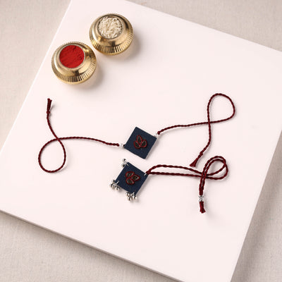 Handmade Thread & Mirror Work Fabart Rakhi with Lumba Set 86