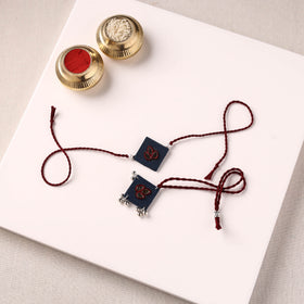 Handmade Thread & Mirror Work Fabart Rakhi with Lumba Set 86