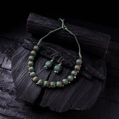 Handmade Fabart Beads Gs Ghungroo Necklace with Earrings Set 41