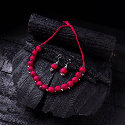 Handmade Fabart Beads Gs Ghungroo Necklace with Earrings Set 42