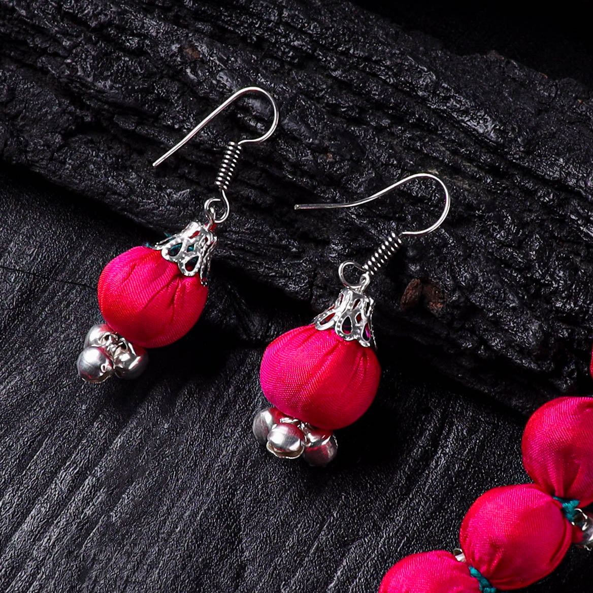 Handmade Fabart Beads Gs Ghungroo Necklace with Earrings Set 42