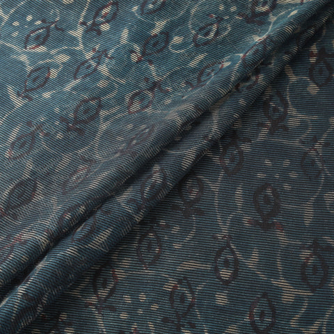 Blue - Bagru Indigo Hand Block Print Kota Doria Natural Dyed Cotton Fabric 16