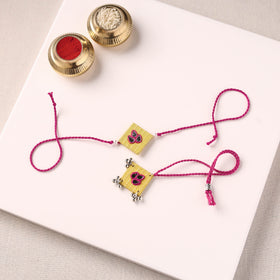 Handmade Thread & Mirror Work Fabart Rakhi with Lumba Set 90