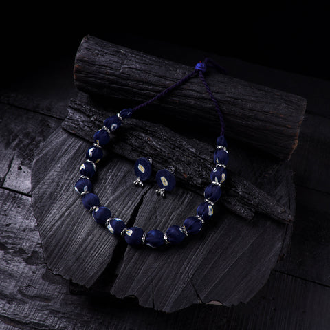 Handmade Fabart Beads Gs Necklace with Earrings Set 44