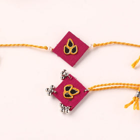 Handmade Thread & Mirror Work Fabart Rakhi with Lumba Set 91