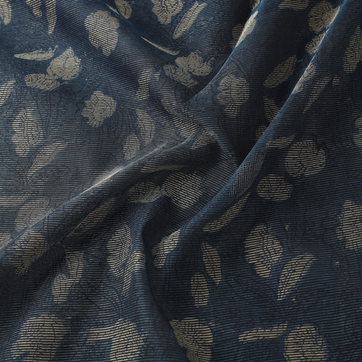Blue - Bagru Indigo Hand Block Print Kota Doria Natural Dyed Cotton Fabric 17