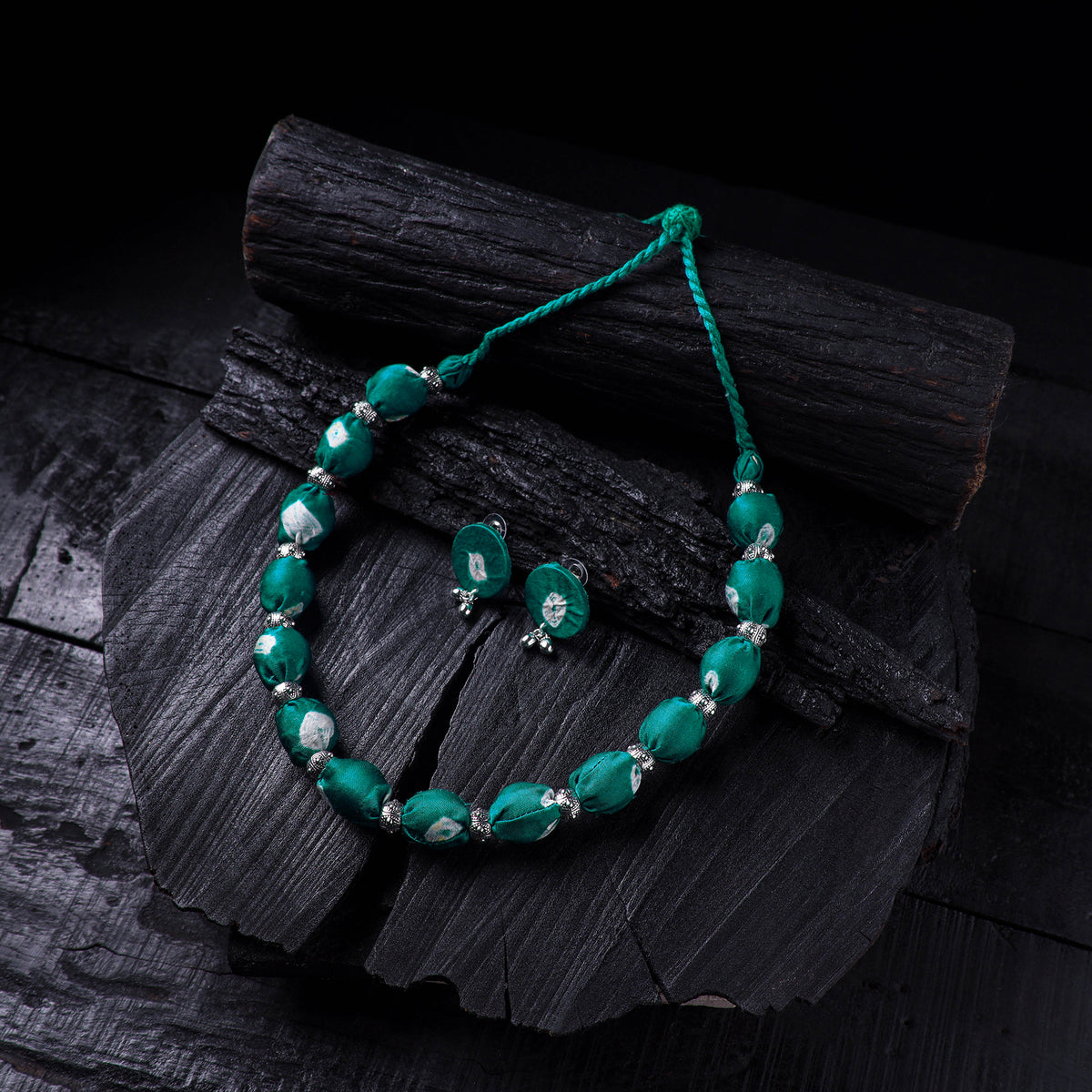 Handmade Fabart Beads Gs Necklace with Earrings Set 45