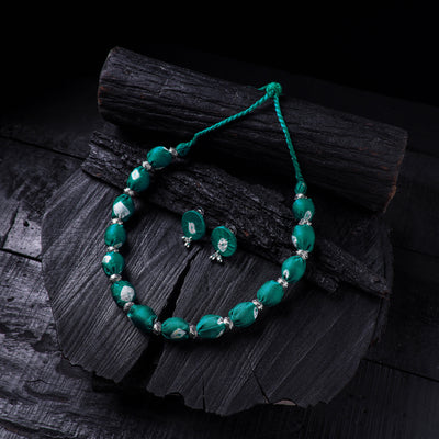 Handmade Fabart Beads Gs Necklace with Earrings Set 45