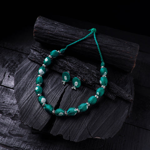Handmade Fabart Beads Gs Necklace with Earrings Set 45