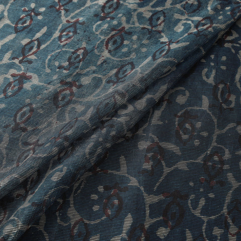 Bagru Indigo Hand Block Print Kota Doria Natural Dyed Cotton Fabric 19