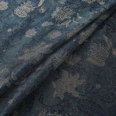 Blue - Bagru Indigo Hand Block Print Kota Doria Natural Dyed Cotton Fabric 15