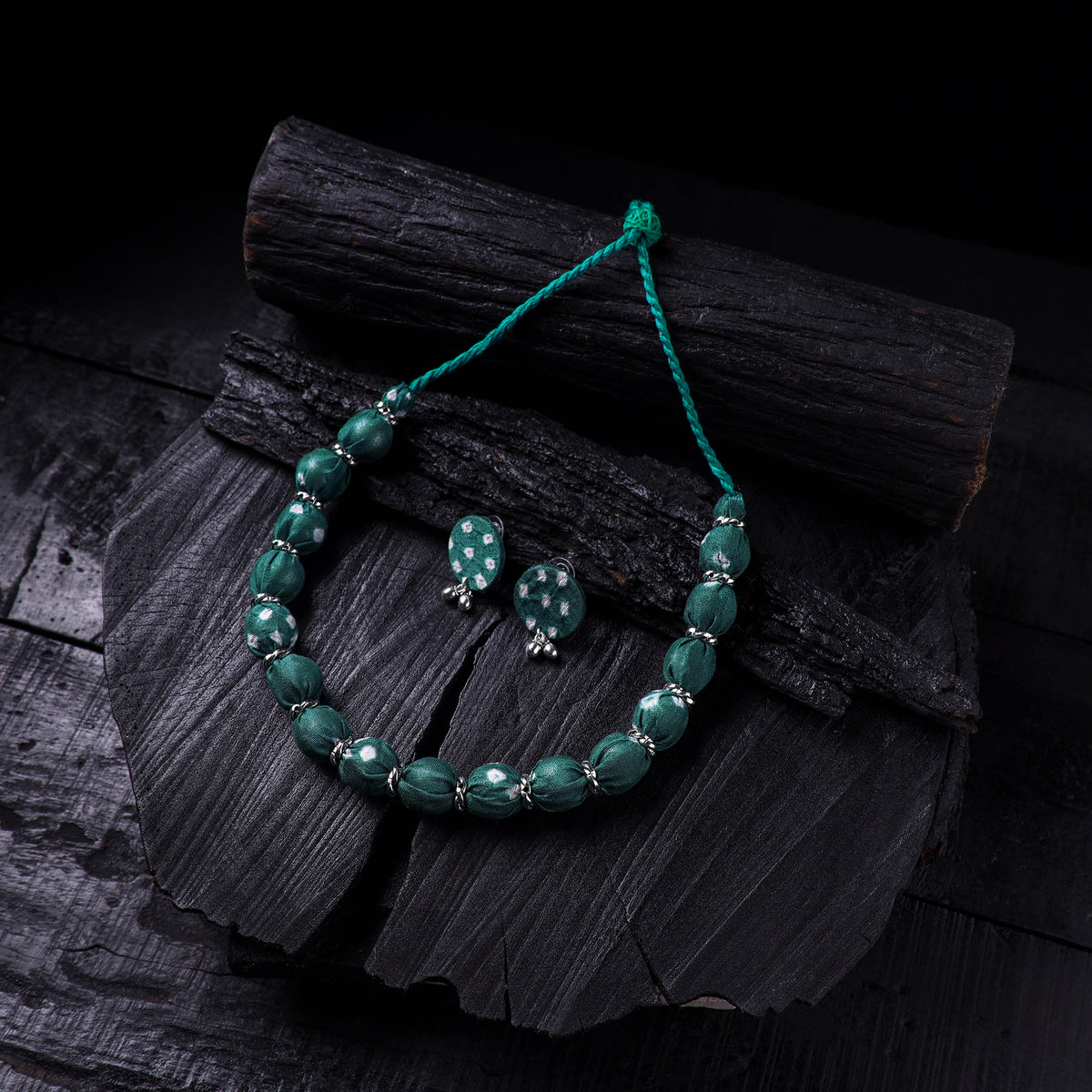 Handmade Fabart Beads Gs Necklace with Earrings Set 47