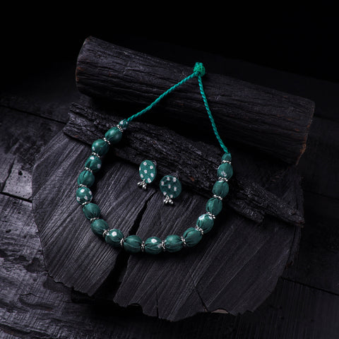 Handmade Fabart Beads Gs Necklace with Earrings Set 47