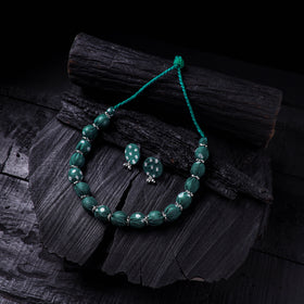 Handmade Fabart Beads Gs Necklace with Earrings Set 47