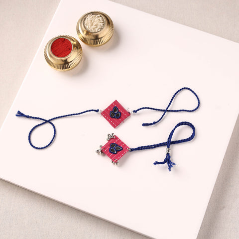 Handmade Thread & Mirror Work Fabart Rakhi with Lumba Set 96