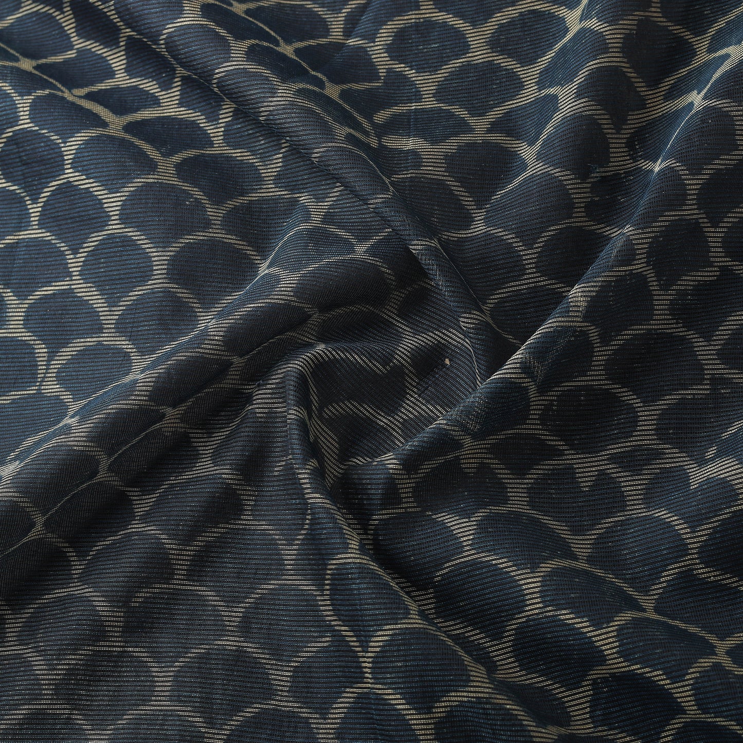 Blue - Bagru Indigo Hand Block Print Kota Doria Natural Dyed Cotton Fabric 14