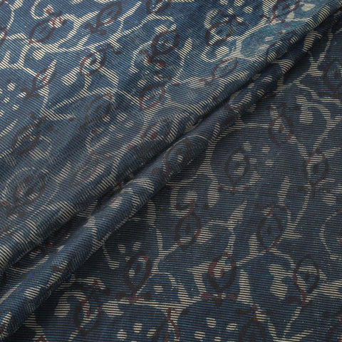 Blue - Bagru Indigo Hand Block Print Kota Doria Natural Dyed Cotton Fabric 12