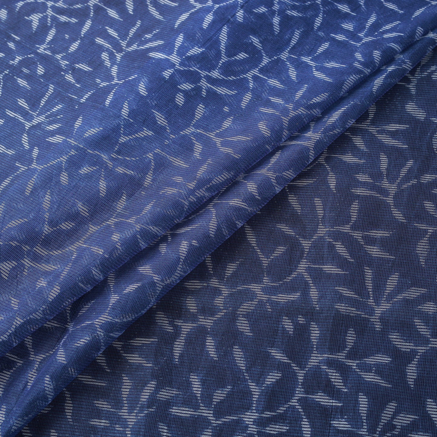 Blue - Bagru Indigo Hand Block Print Kota Doria Natural Dyed Cotton Fabric 13