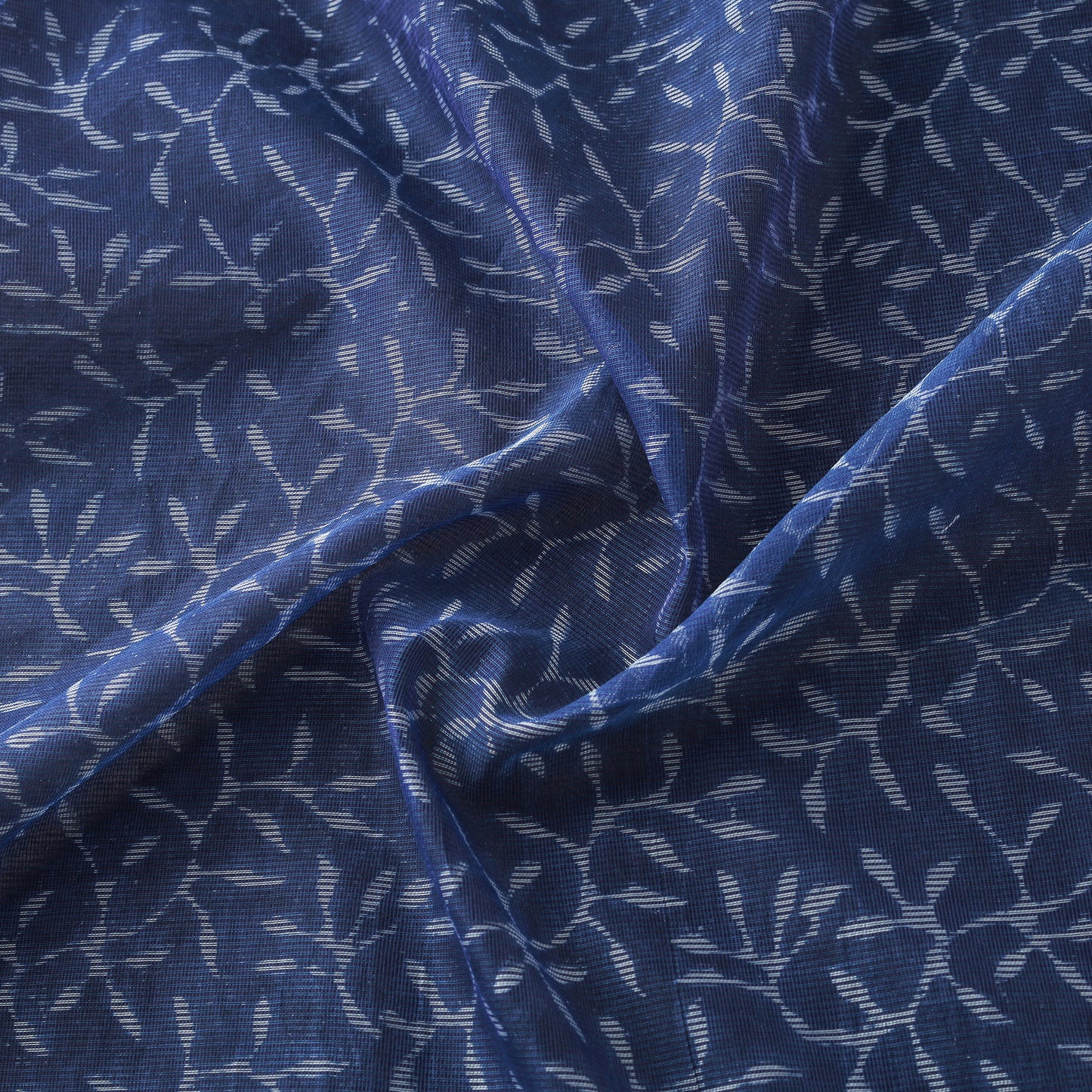 Blue - Bagru Indigo Hand Block Print Kota Doria Natural Dyed Cotton Fabric 13