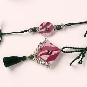 Handmade GS Beads & Kundan Work Fabart Rakhi & Lumba Set with Potli 99