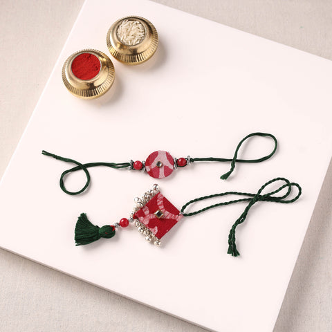 Handmade GS Beads & Kundan Work Fabart Rakhi with Lumba Set 100