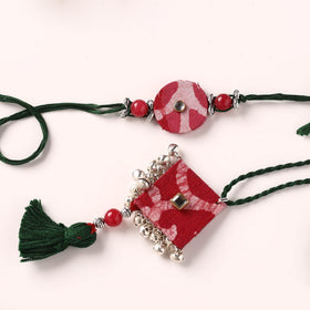 Handmade GS Beads & Kundan Work Fabart Rakhi & Lumba Set with Potli 100