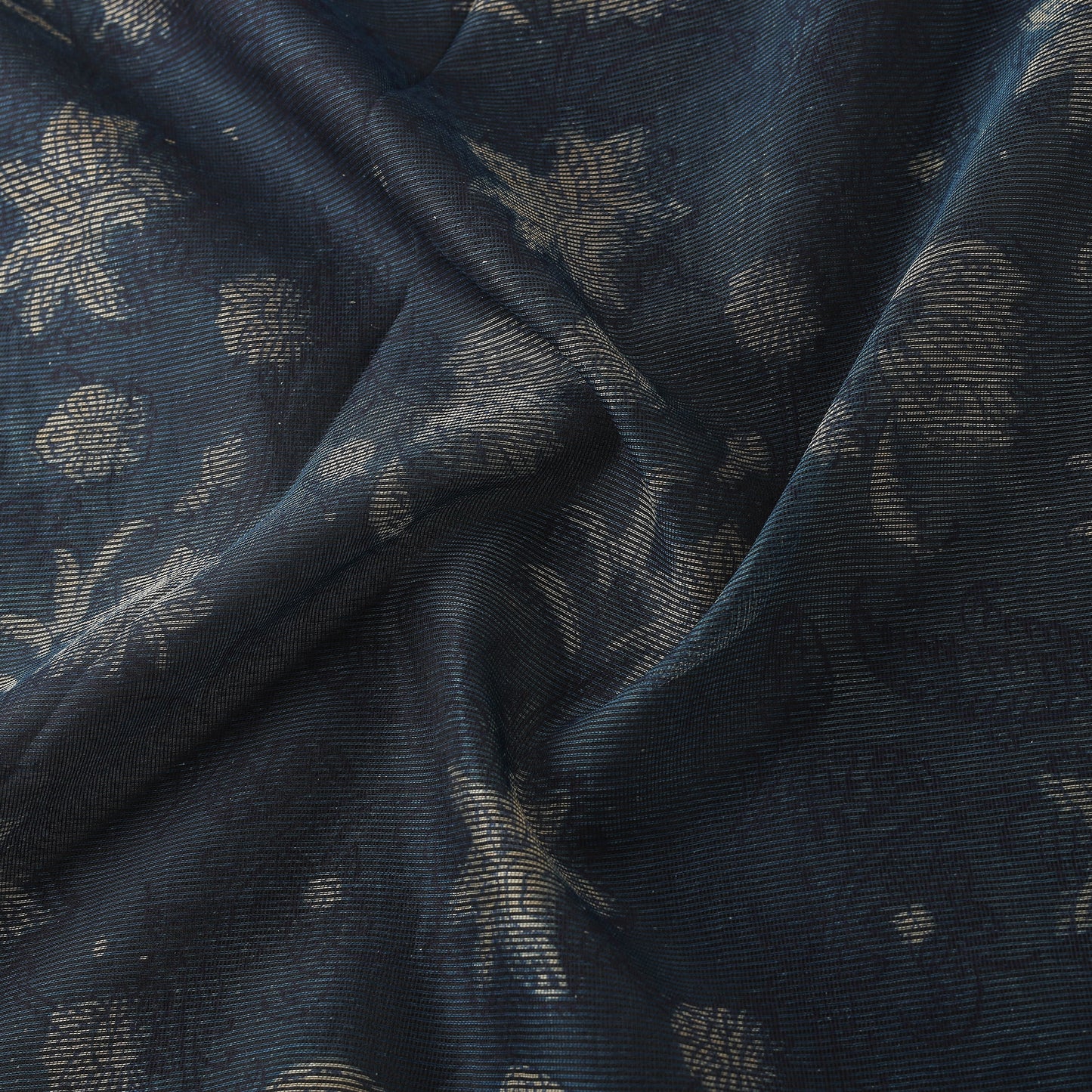 Blue - Bagru Indigo Hand Block Print Kota Doria Natural Dyed Cotton Fabric 07