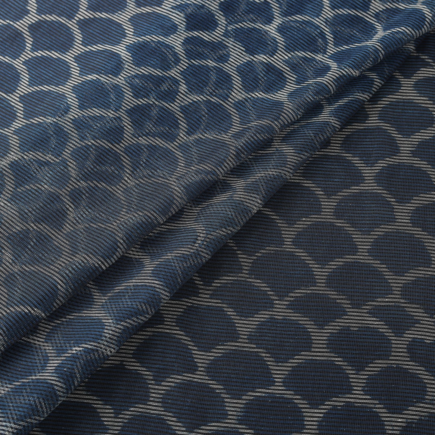 Blue - Bagru Indigo Hand Block Print Kota Doria Natural Dyed Cotton Fabric 09