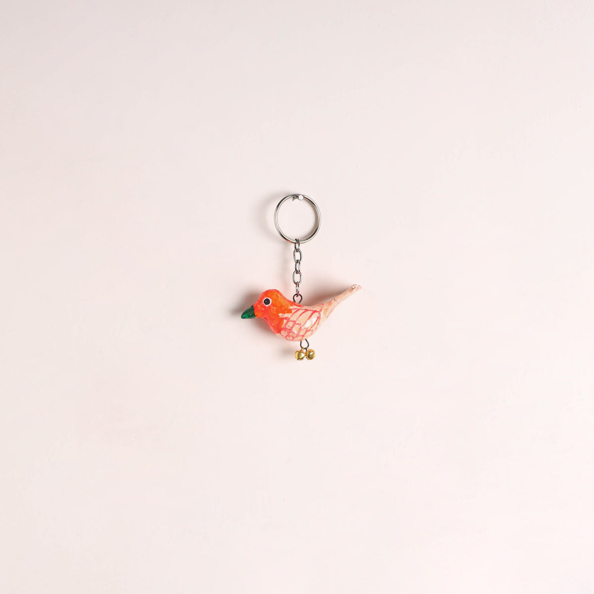 Bird - handmade paper mache keychain 05 - handcrafted