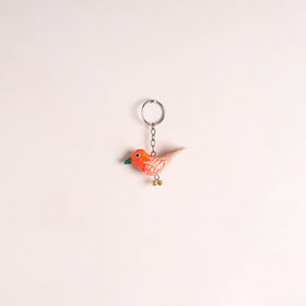 Bird - handmade paper mache keychain 05 - handcrafted