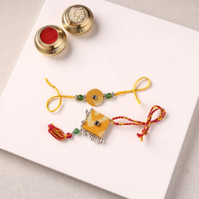 Handmade GS Beads & Kundan Work Fabart Rakhi & Lumba Set with Potli 104