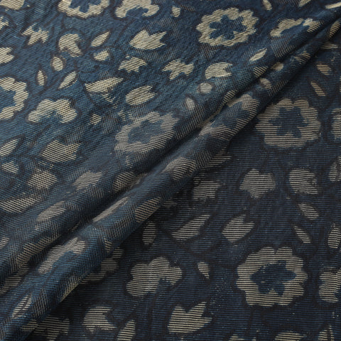 Bagru Indigo Hand Block Print Kota Doria Natural Dyed Cotton Fabric 06