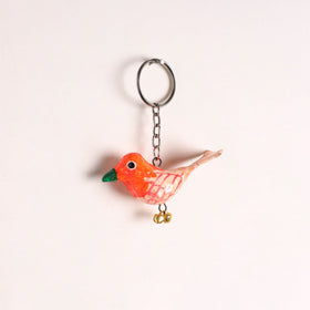 Bird - handmade paper mache keychain 05 - handcrafted