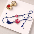 Handmade GS Beads & Kundan Work Fabart Rakhi & Lumba Set with Potli 105