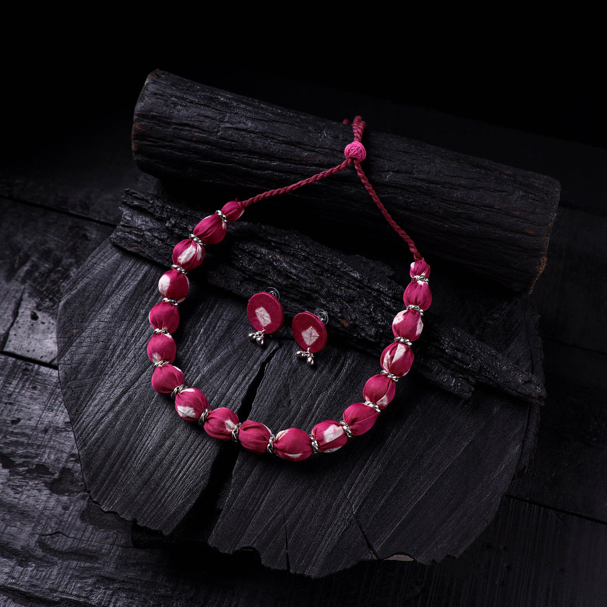 Handmade Fabart Beads Gs Necklace with Earrings Set 48